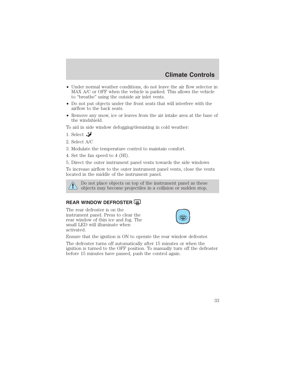 Climate controls | FORD 2003 Escape v.3 User Manual | Page 33 / 240