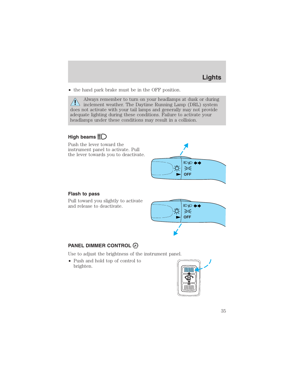 Lights | FORD 2003 Escape v.3 User Manual | Page 35 / 240