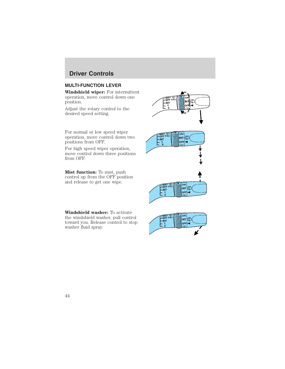 Driver controls | FORD 2003 Escape v.3 User Manual | Page 44 / 240