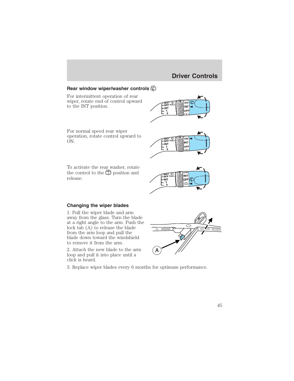 Driver controls | FORD 2003 Escape v.3 User Manual | Page 45 / 240