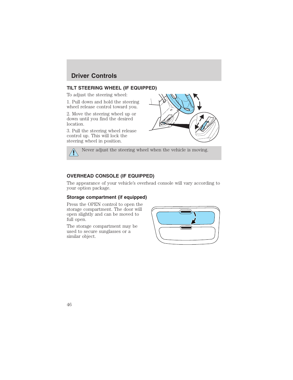 Driver controls | FORD 2003 Escape v.3 User Manual | Page 46 / 240