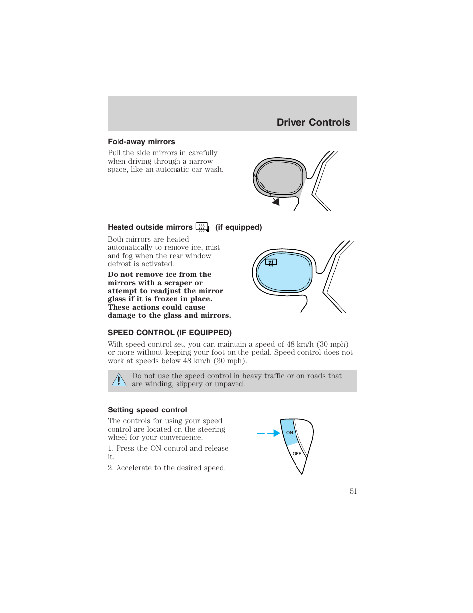 Driver controls | FORD 2003 Escape v.3 User Manual | Page 51 / 240