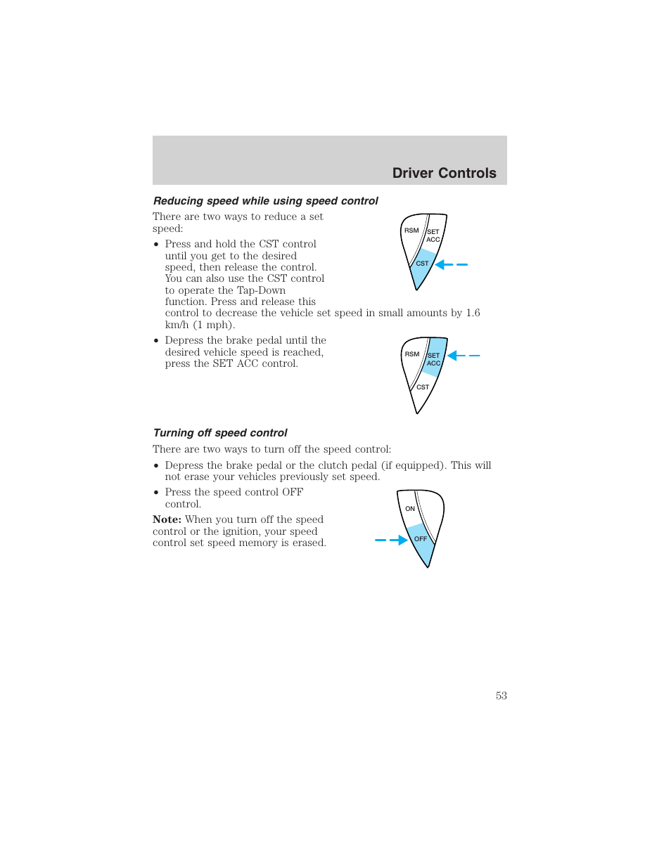 Driver controls | FORD 2003 Escape v.3 User Manual | Page 53 / 240