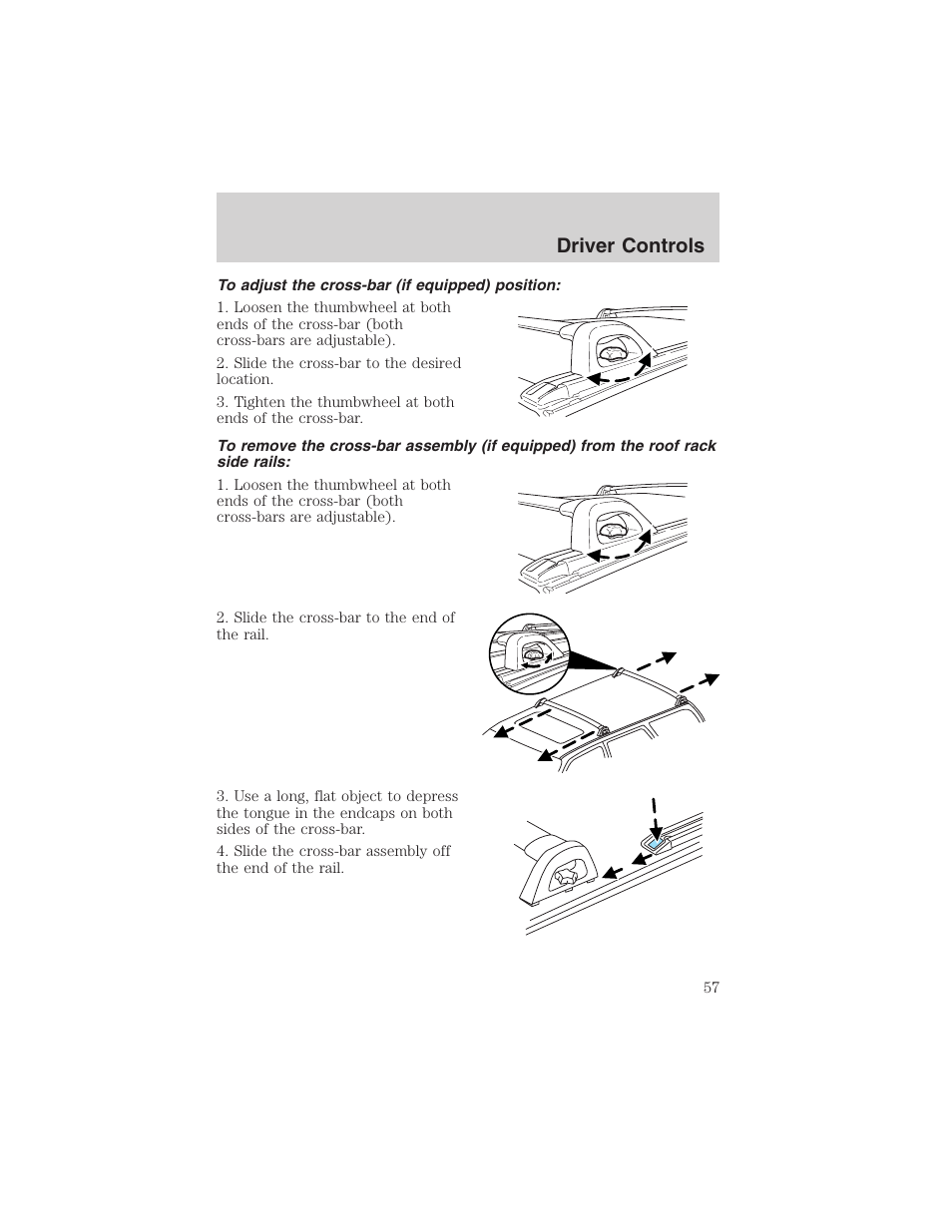 Driver controls | FORD 2003 Escape v.3 User Manual | Page 57 / 240