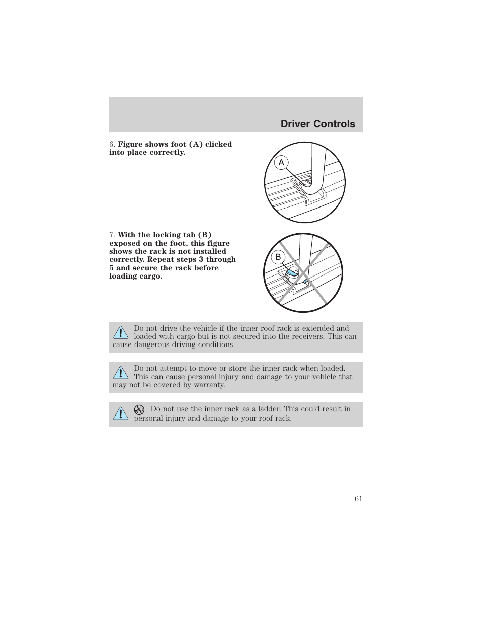 Driver controls | FORD 2003 Escape v.3 User Manual | Page 61 / 240
