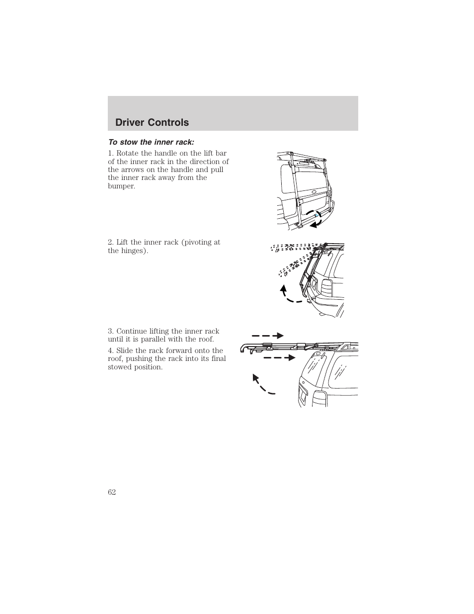 Driver controls | FORD 2003 Escape v.3 User Manual | Page 62 / 240