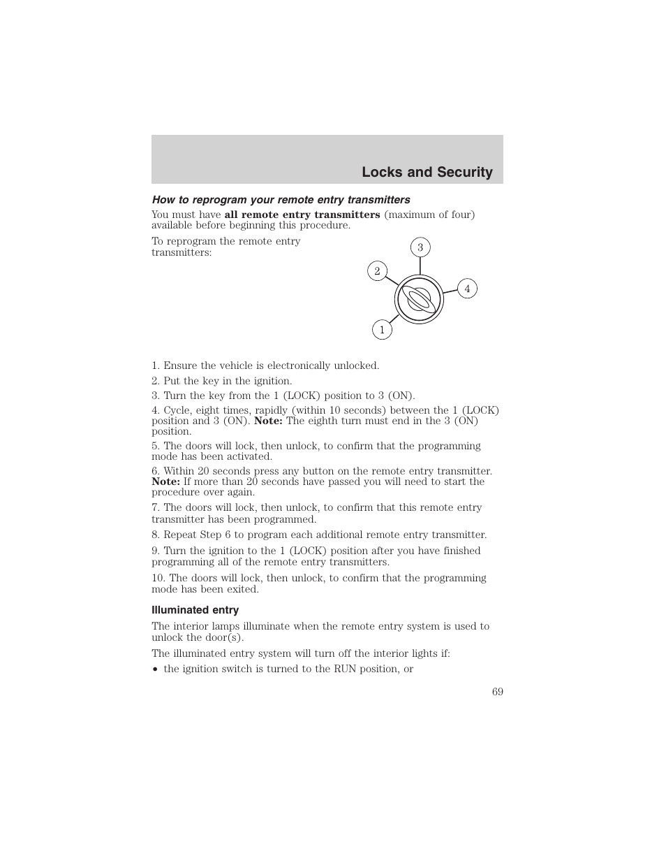 Locks and security | FORD 2003 Escape v.3 User Manual | Page 69 / 240