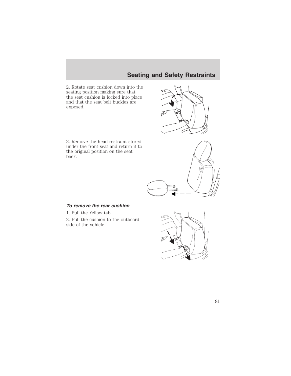 Seating and safety restraints | FORD 2003 Escape v.3 User Manual | Page 81 / 240