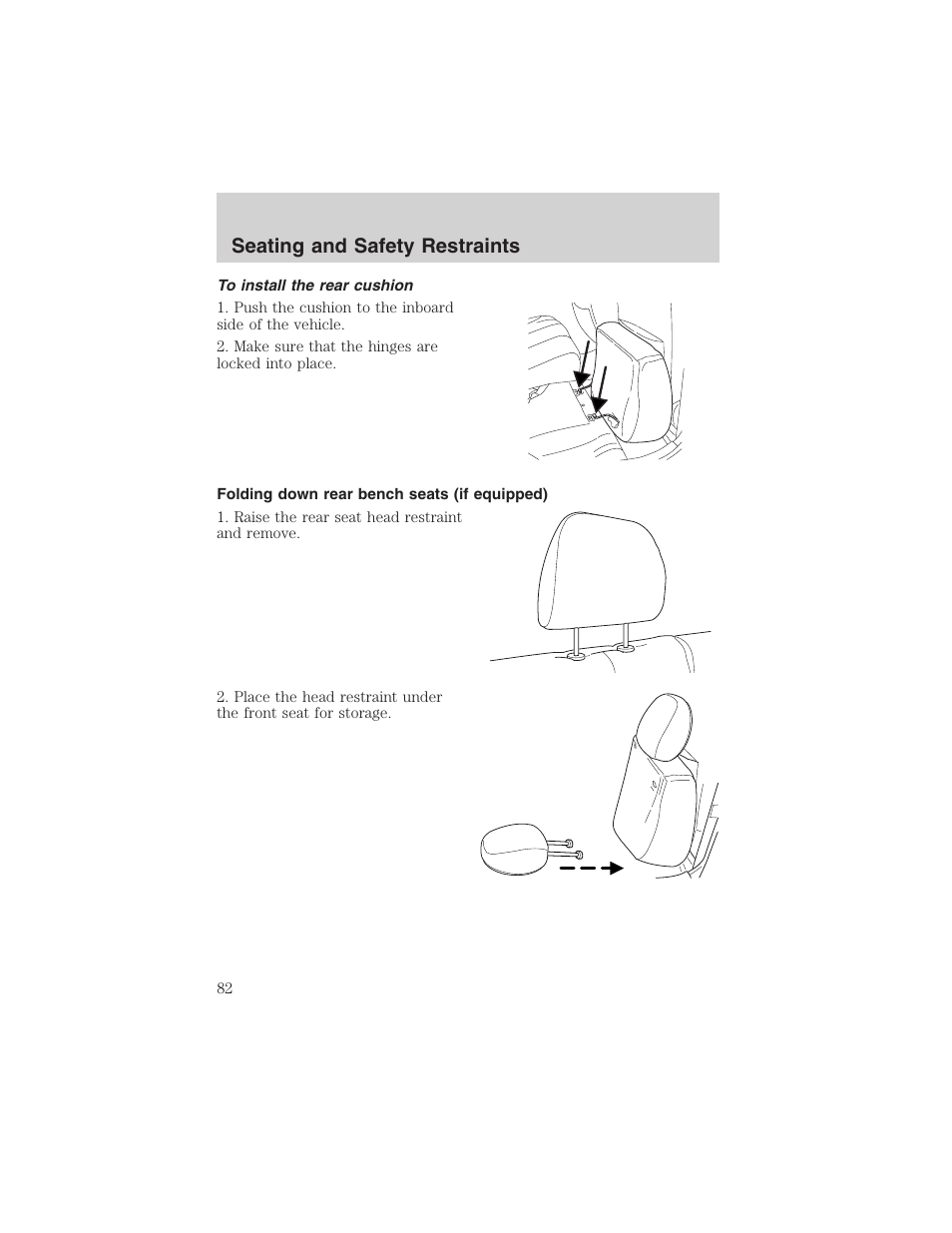 Seating and safety restraints | FORD 2003 Escape v.3 User Manual | Page 82 / 240