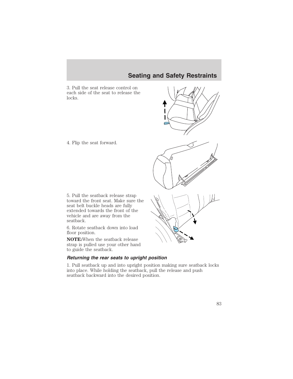Seating and safety restraints | FORD 2003 Escape v.3 User Manual | Page 83 / 240