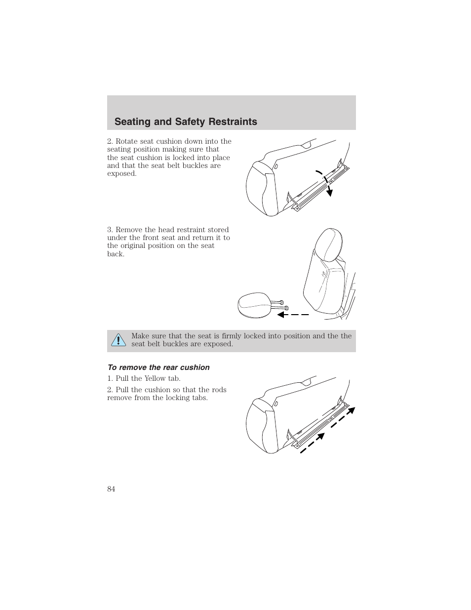 Seating and safety restraints | FORD 2003 Escape v.3 User Manual | Page 84 / 240