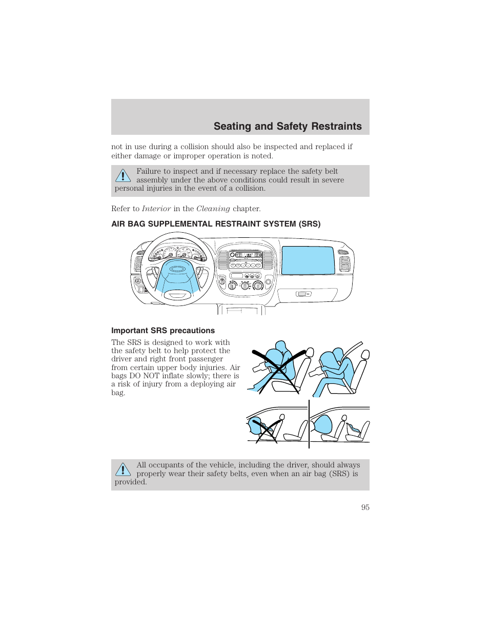 Seating and safety restraints | FORD 2003 Escape v.3 User Manual | Page 95 / 240