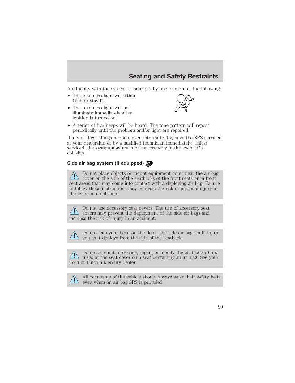 Seating and safety restraints | FORD 2003 Escape v.3 User Manual | Page 99 / 240