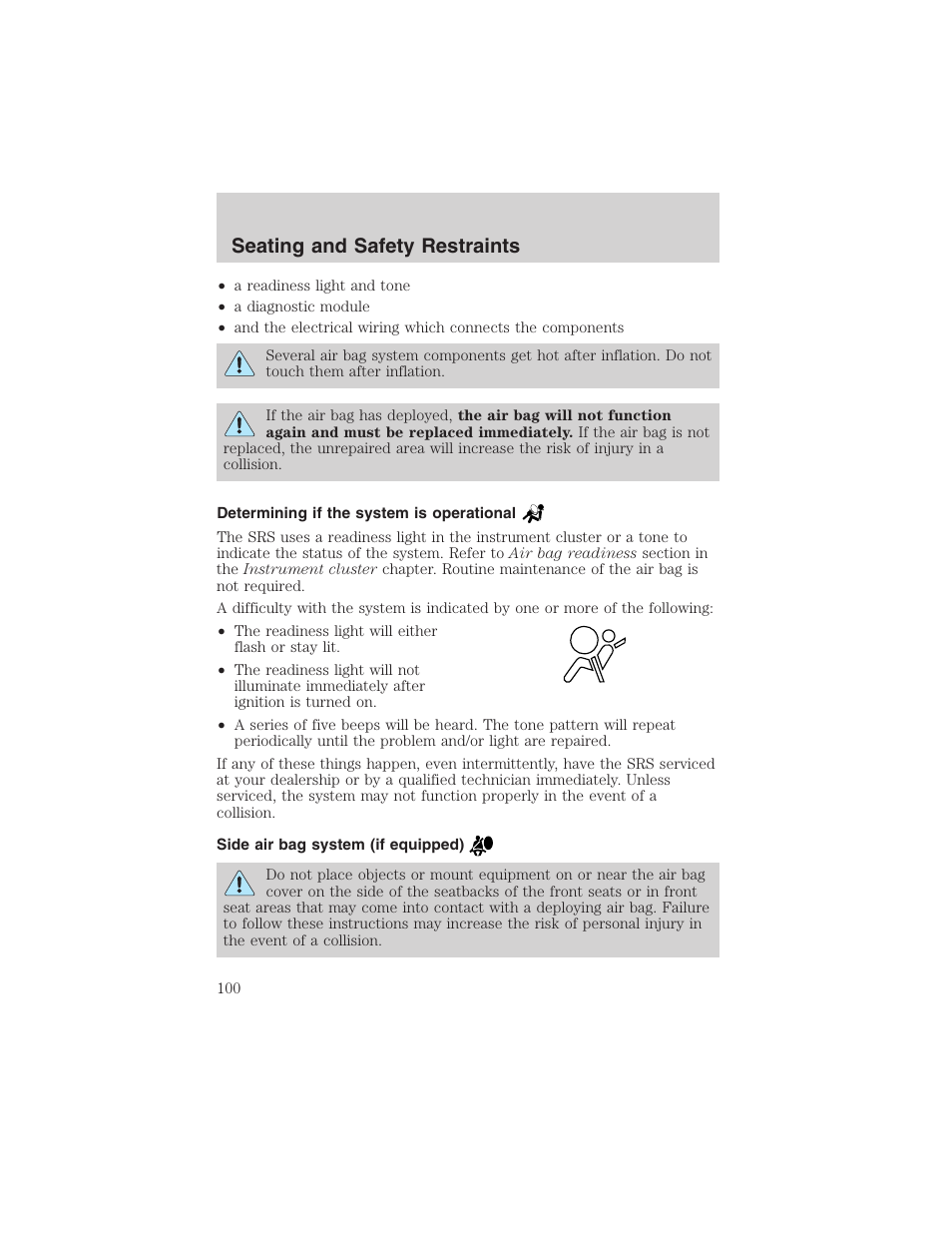 Seating and safety restraints | FORD 2003 Escape v.4 User Manual | Page 100 / 240