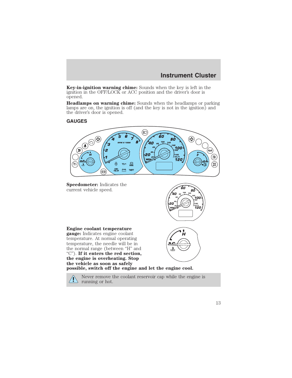 Instrument cluster | FORD 2003 Escape v.4 User Manual | Page 13 / 240