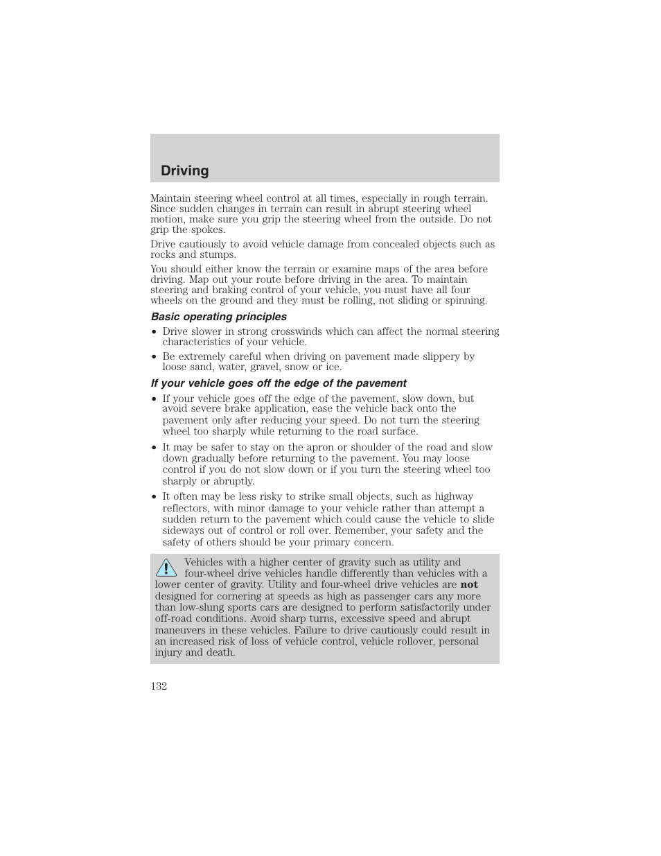 Driving | FORD 2003 Escape v.4 User Manual | Page 132 / 240