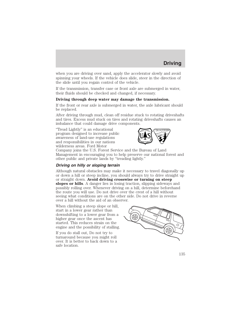 Driving | FORD 2003 Escape v.4 User Manual | Page 135 / 240