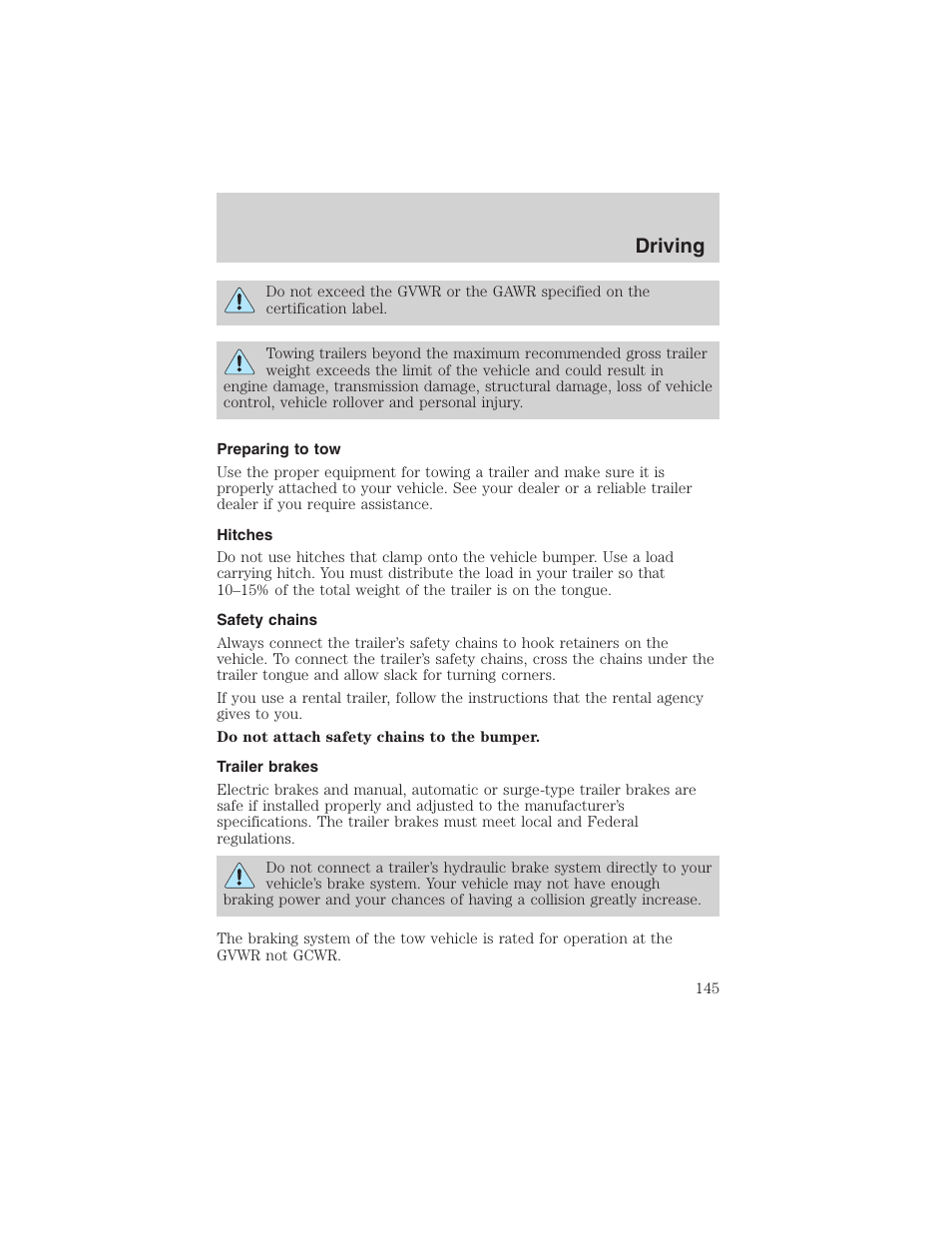 Driving | FORD 2003 Escape v.4 User Manual | Page 145 / 240
