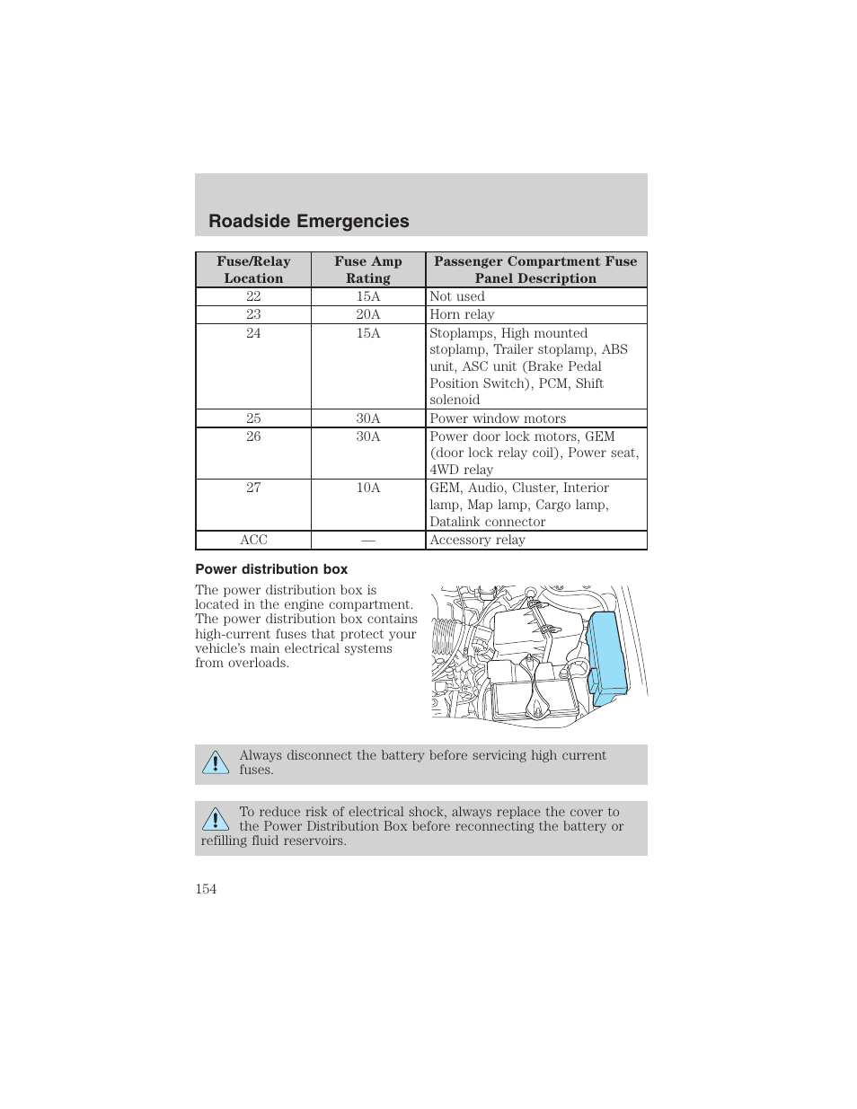 Roadside emergencies | FORD 2003 Escape v.4 User Manual | Page 154 / 240