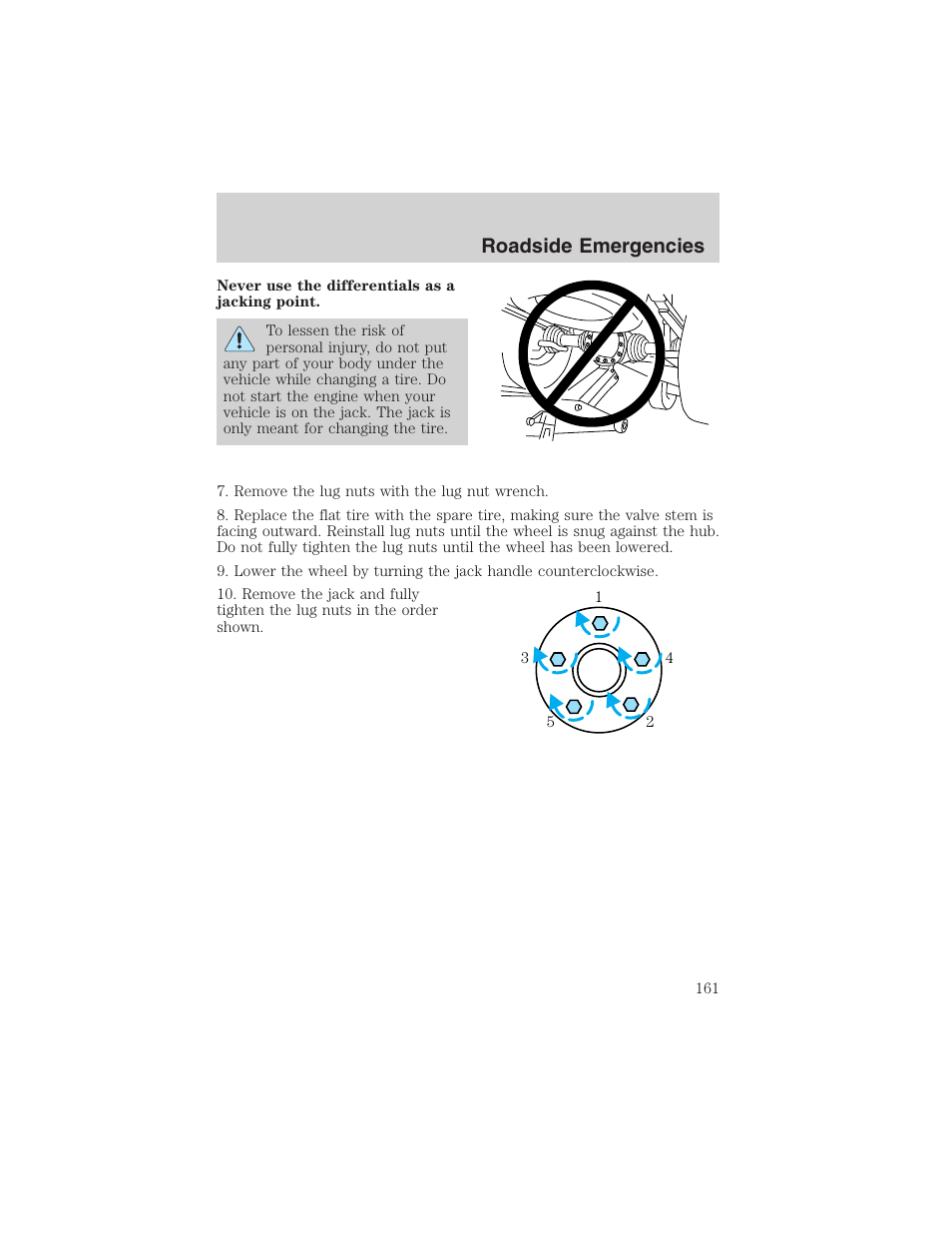 Roadside emergencies | FORD 2003 Escape v.4 User Manual | Page 161 / 240