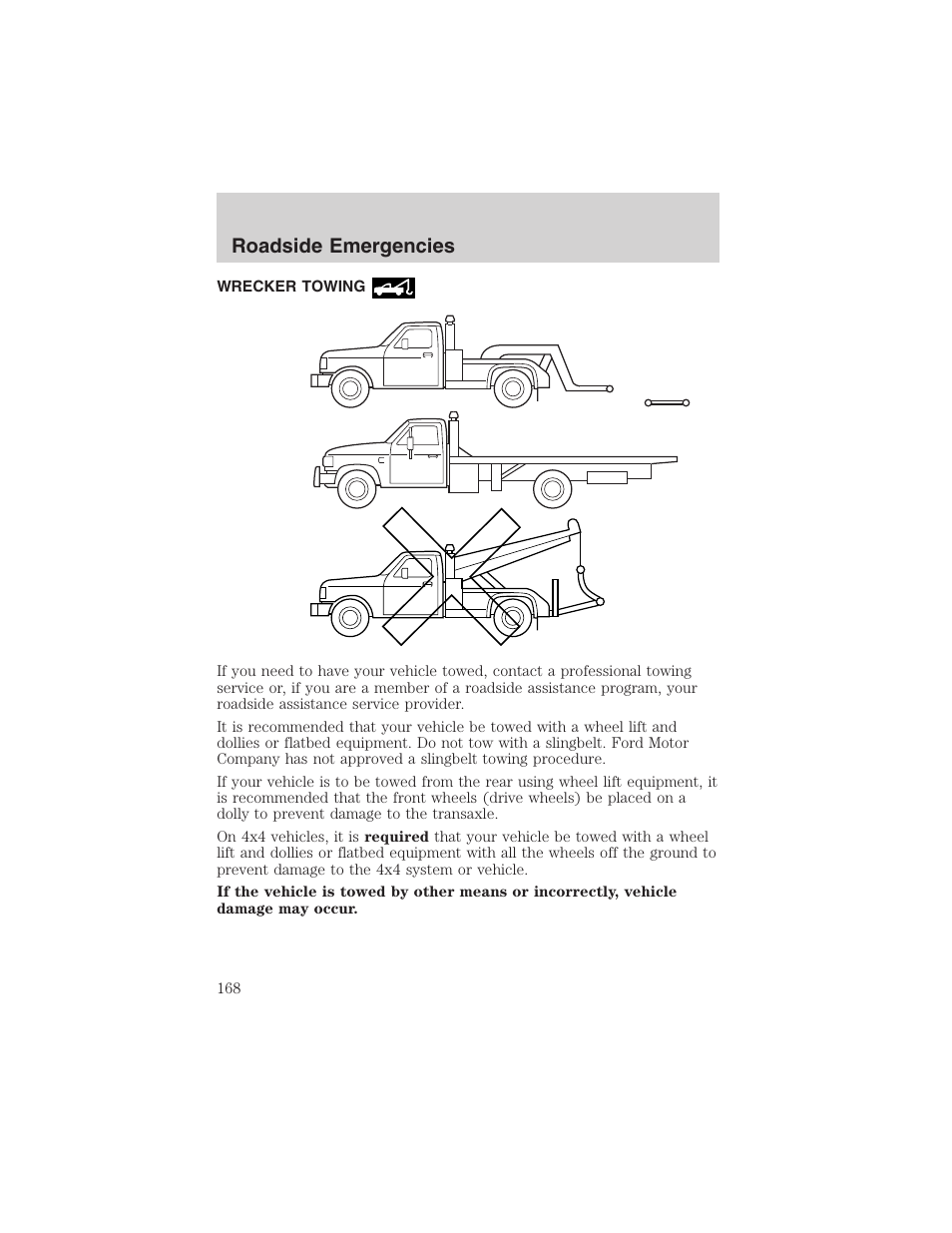 Roadside emergencies | FORD 2003 Escape v.4 User Manual | Page 168 / 240