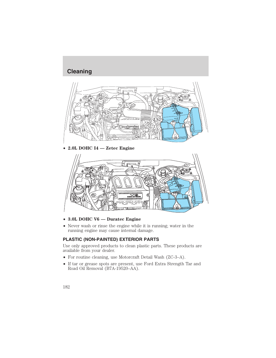 Cleaning | FORD 2003 Escape v.4 User Manual | Page 182 / 240