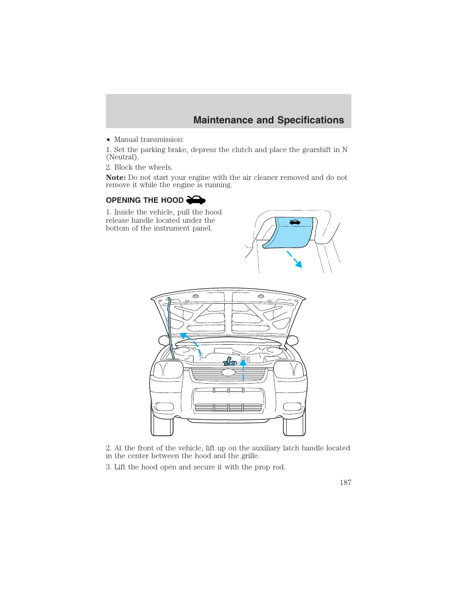Maintenance and specifications | FORD 2003 Escape v.4 User Manual | Page 187 / 240