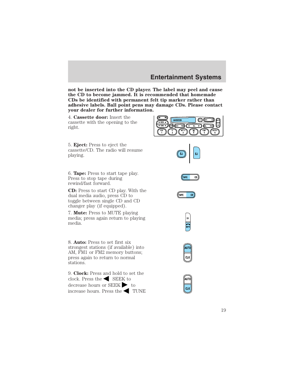 Entertainment systems | FORD 2003 Escape v.4 User Manual | Page 19 / 240