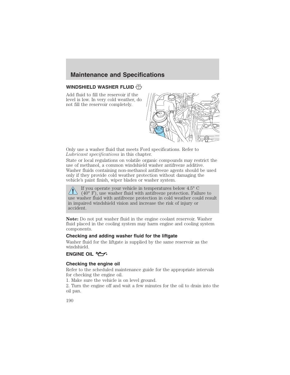 Maintenance and specifications | FORD 2003 Escape v.4 User Manual | Page 190 / 240