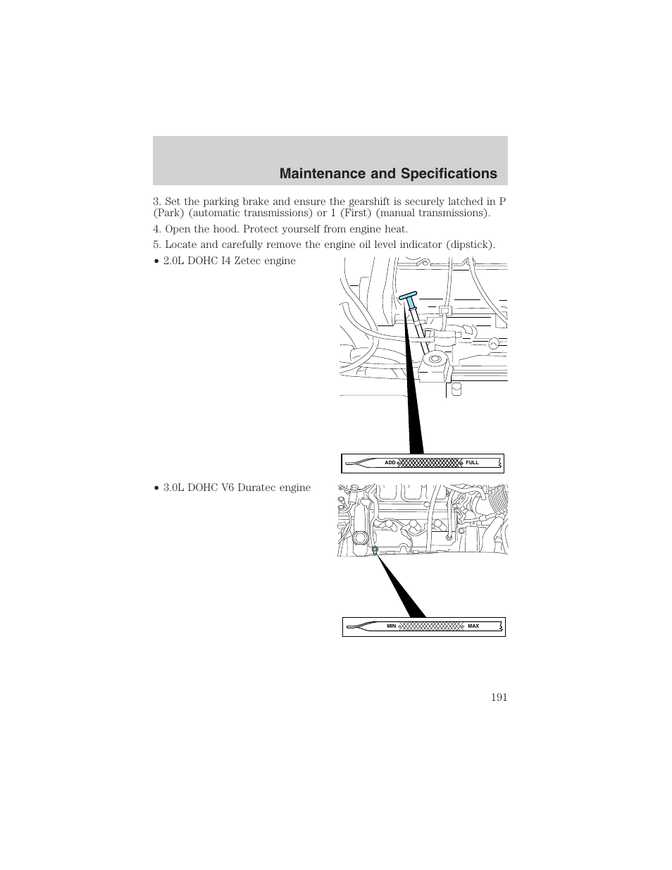 Maintenance and specifications | FORD 2003 Escape v.4 User Manual | Page 191 / 240