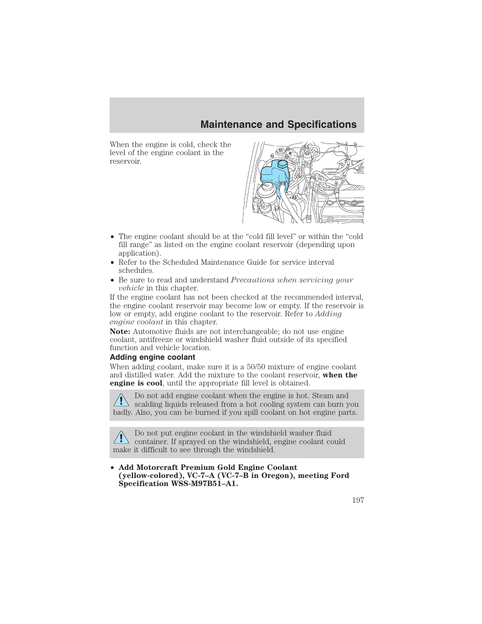 Maintenance and specifications | FORD 2003 Escape v.4 User Manual | Page 197 / 240