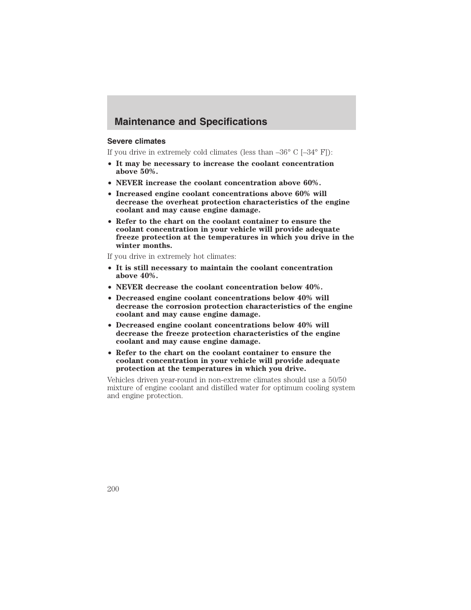 Maintenance and specifications | FORD 2003 Escape v.4 User Manual | Page 200 / 240