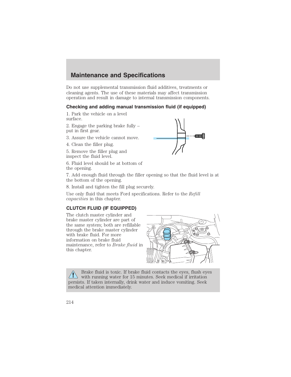 Maintenance and specifications | FORD 2003 Escape v.4 User Manual | Page 214 / 240