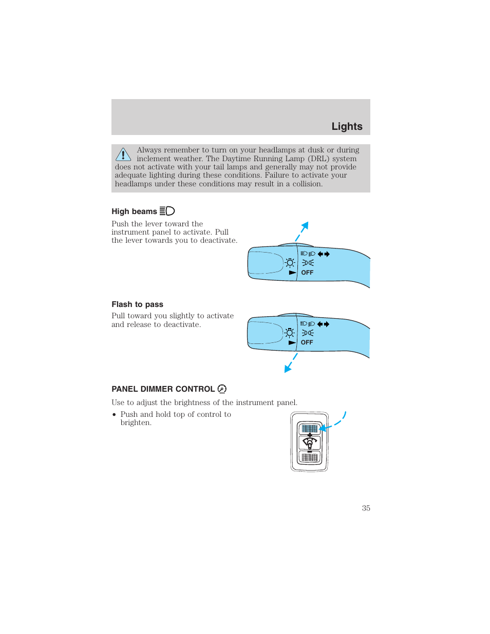 Lights | FORD 2003 Escape v.4 User Manual | Page 35 / 240