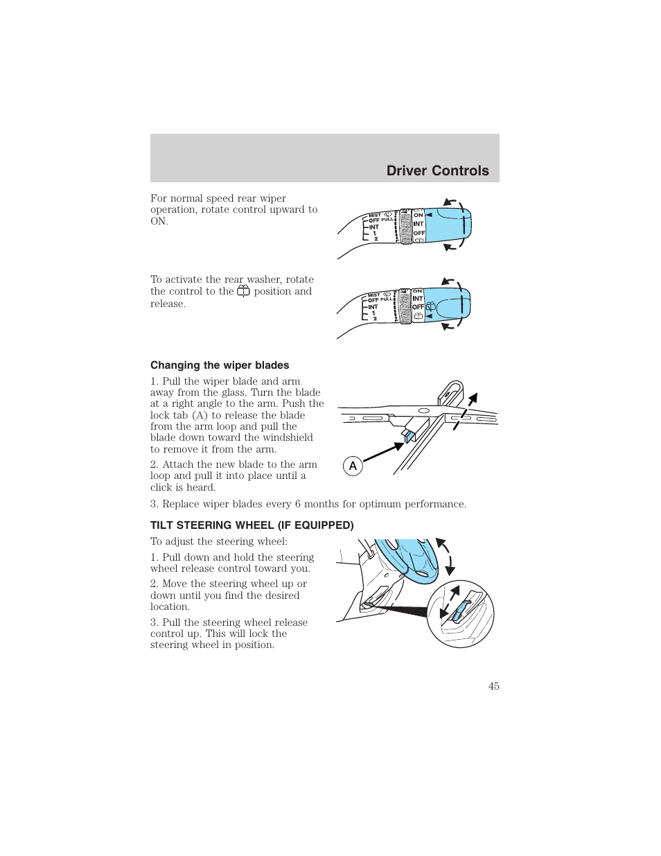 Driver controls | FORD 2003 Escape v.4 User Manual | Page 45 / 240