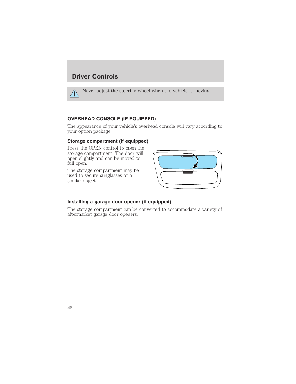 Driver controls | FORD 2003 Escape v.4 User Manual | Page 46 / 240