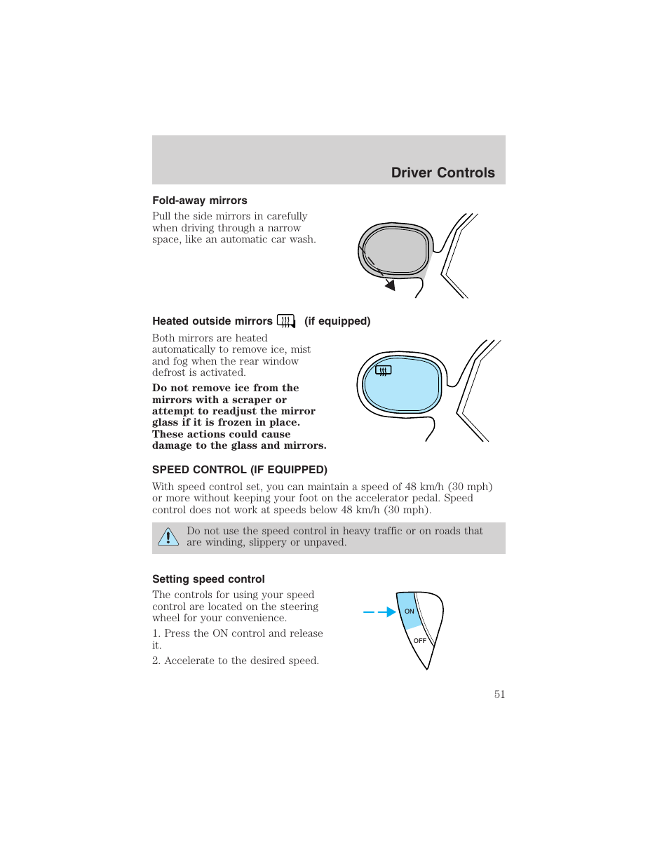 Driver controls | FORD 2003 Escape v.4 User Manual | Page 51 / 240