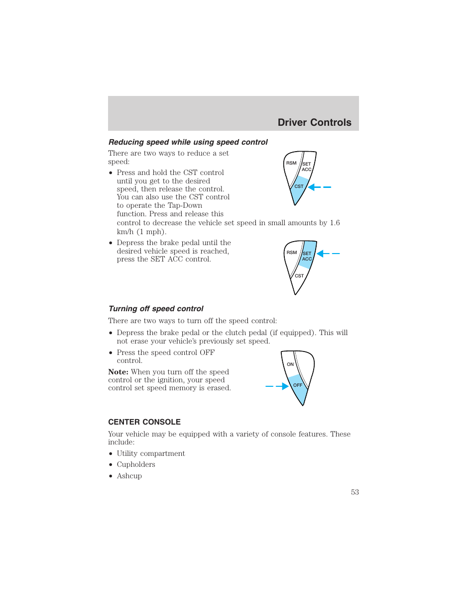 Driver controls | FORD 2003 Escape v.4 User Manual | Page 53 / 240