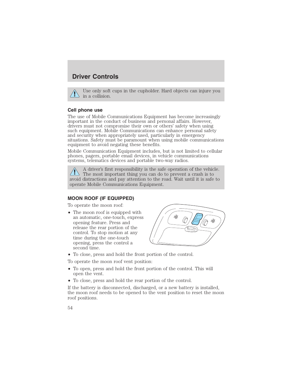 Driver controls | FORD 2003 Escape v.4 User Manual | Page 54 / 240