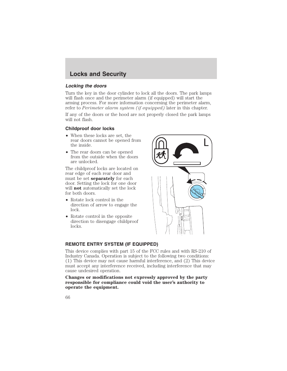 Locks and security | FORD 2003 Escape v.4 User Manual | Page 66 / 240