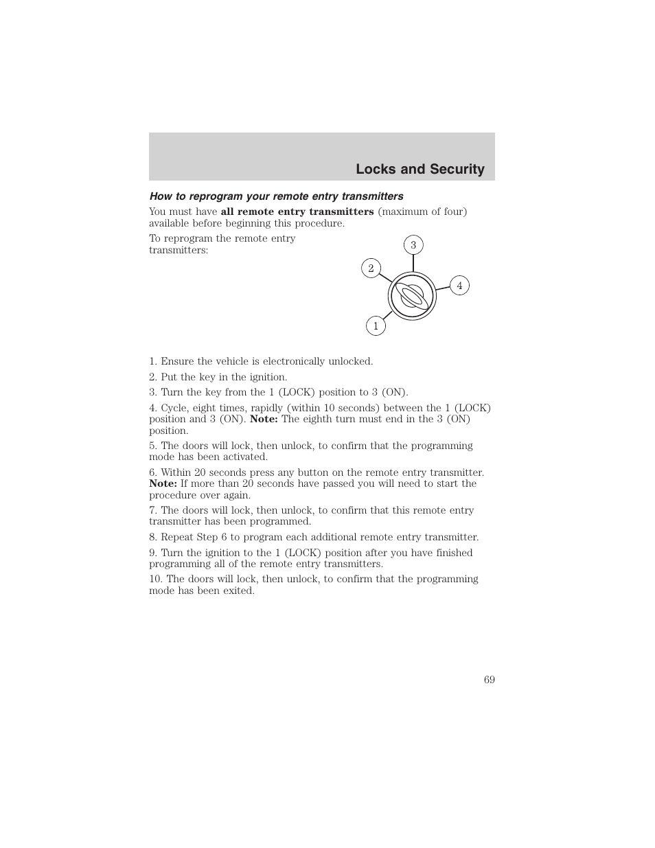Locks and security | FORD 2003 Escape v.4 User Manual | Page 69 / 240
