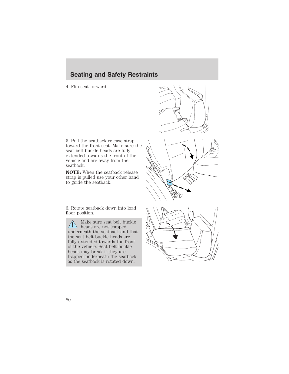 Seating and safety restraints | FORD 2003 Escape v.4 User Manual | Page 80 / 240