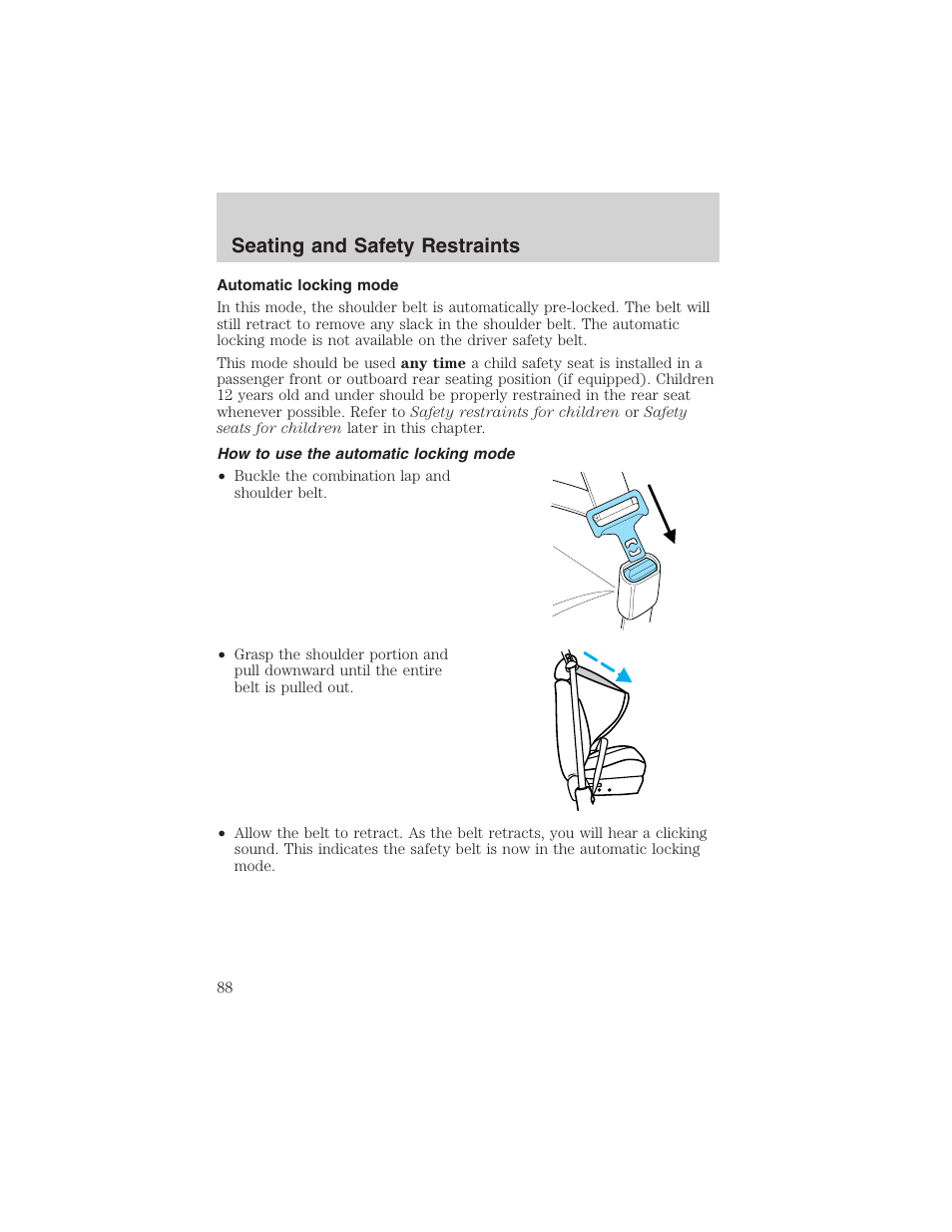 Seating and safety restraints | FORD 2003 Escape v.4 User Manual | Page 88 / 240
