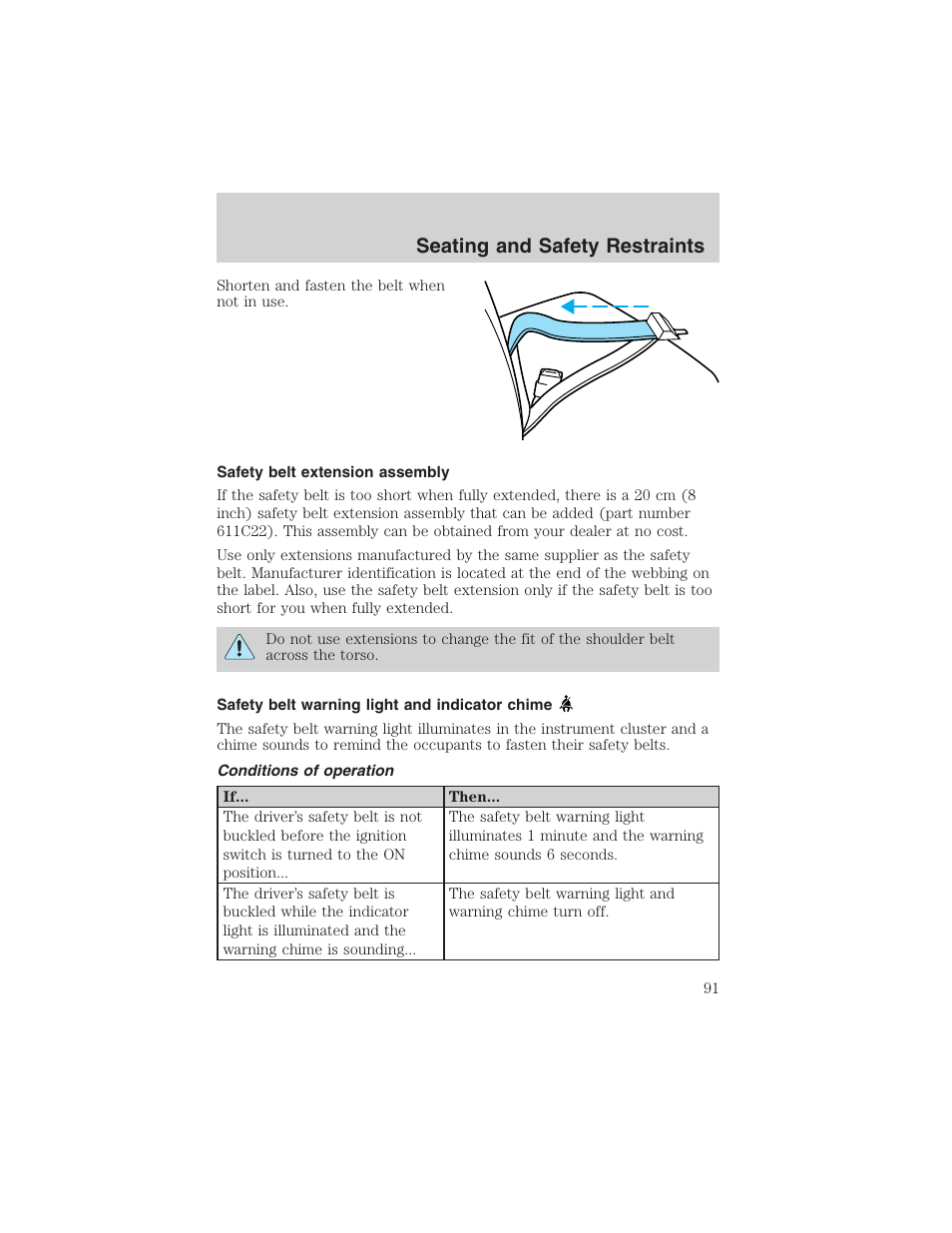 Seating and safety restraints | FORD 2003 Escape v.4 User Manual | Page 91 / 240