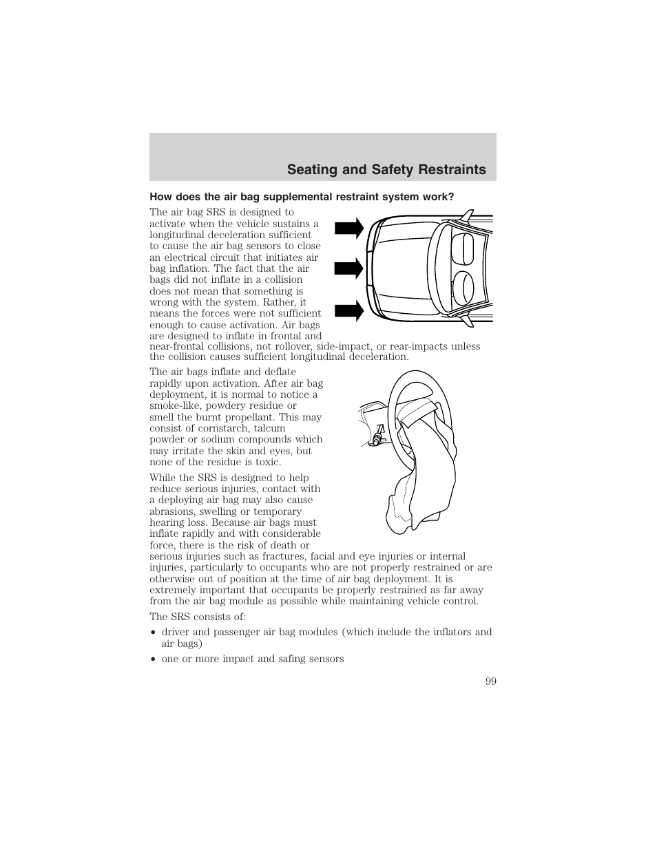 Seating and safety restraints | FORD 2003 Escape v.4 User Manual | Page 99 / 240