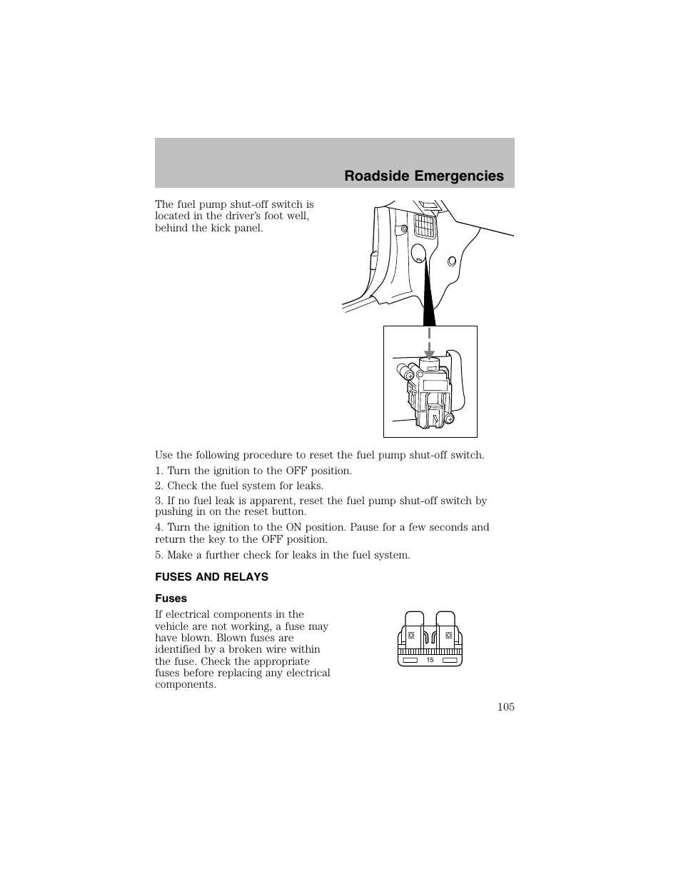 Roadside emergencies | FORD 2003 Escort User Manual | Page 105 / 184