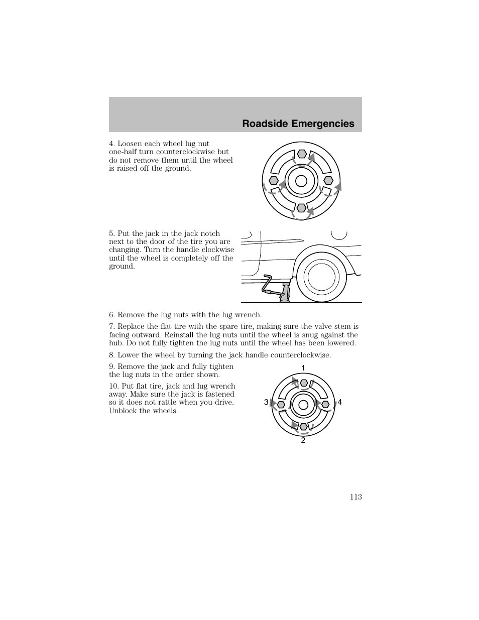 Roadside emergencies | FORD 2003 Escort User Manual | Page 113 / 184