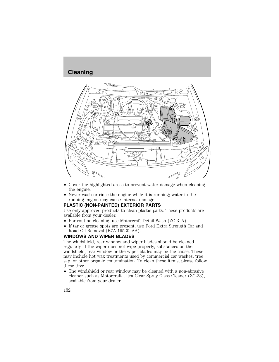 Cleaning | FORD 2003 Escort User Manual | Page 132 / 184