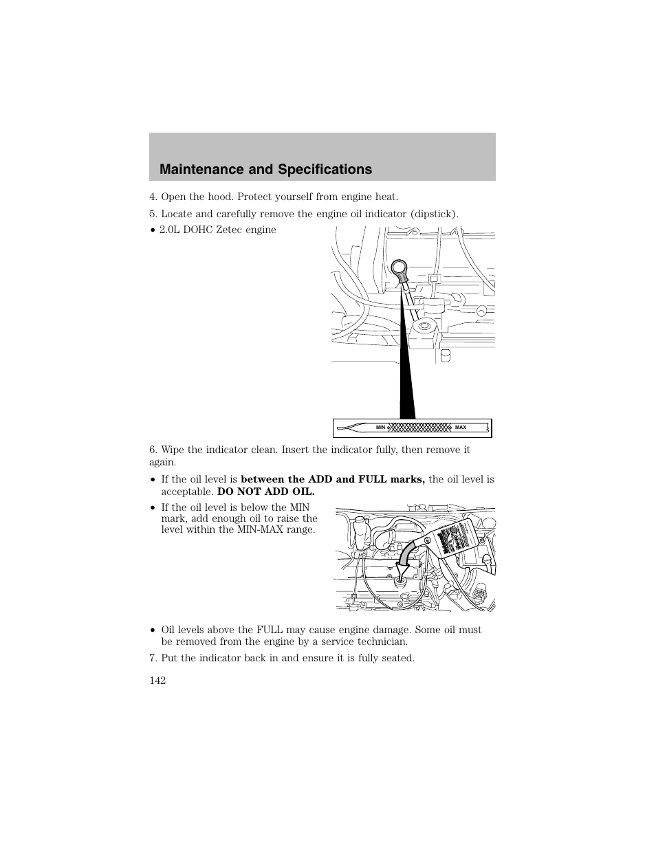 Maintenance and specifications | FORD 2003 Escort User Manual | Page 142 / 184