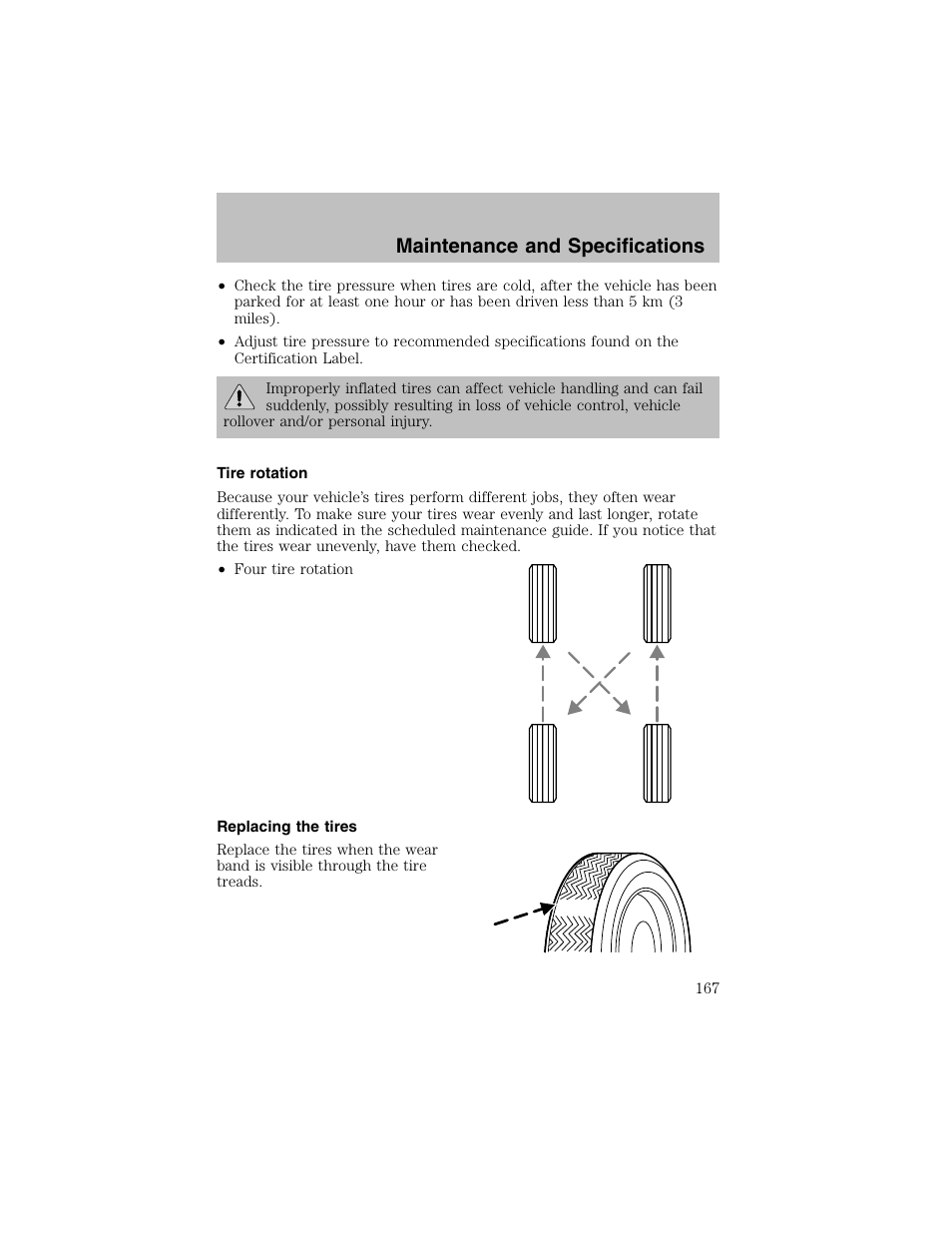 Maintenance and specifications | FORD 2003 Escort User Manual | Page 167 / 184